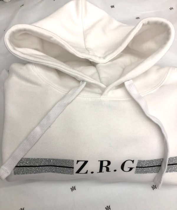Sudadera con capucha blanca | iniciales personalizadas - Imagen 2