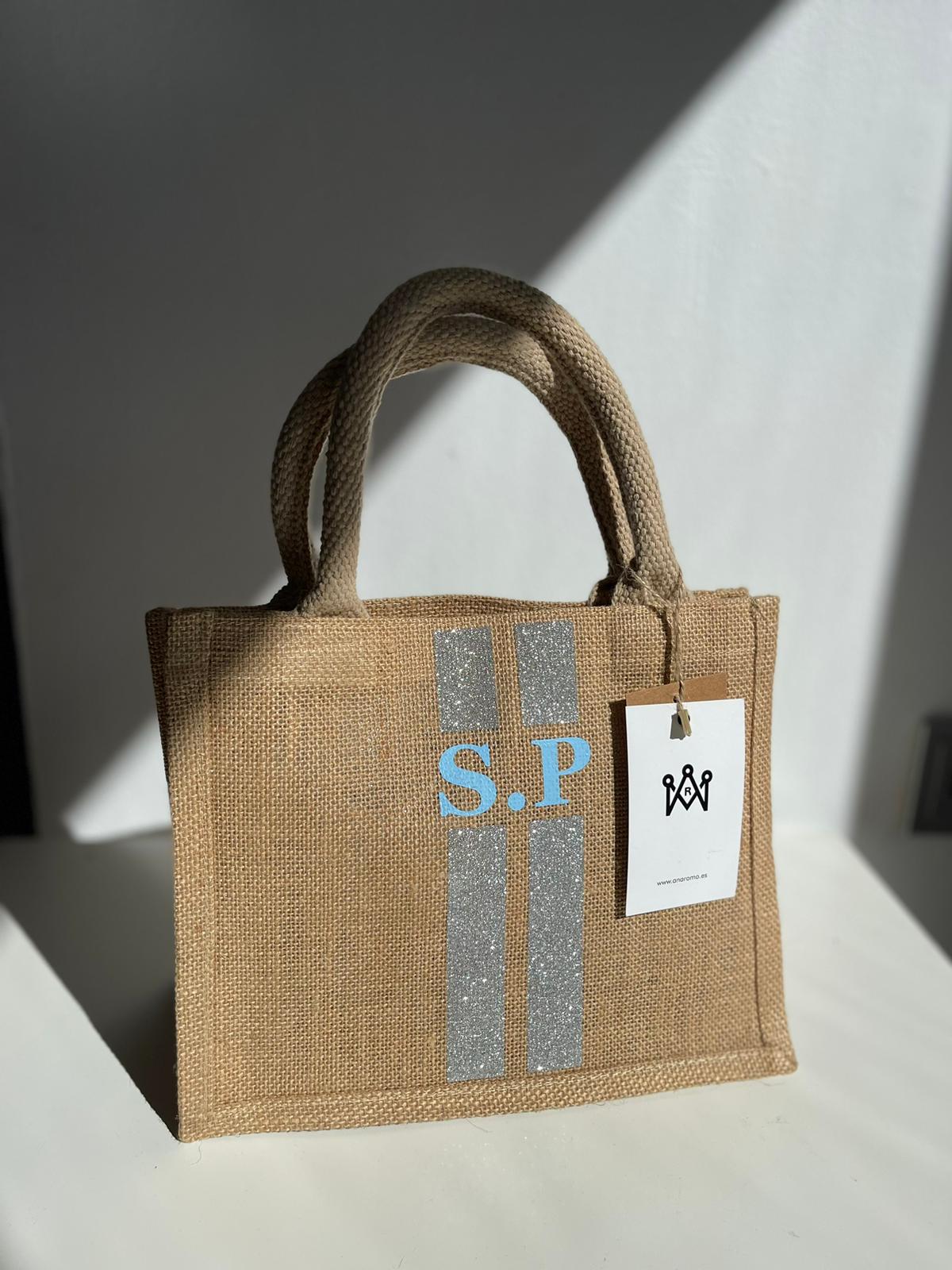 Tote bag glitter plata | iniciales SP