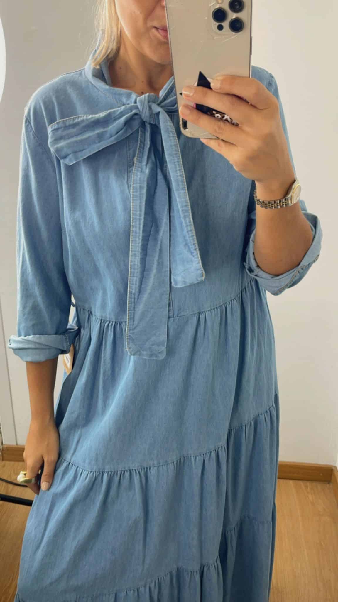 Vestido denim lazo